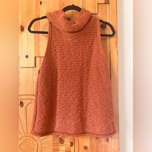 Pilcro Sleeveless Cowl Neck Sweater Vest in Rust Orange